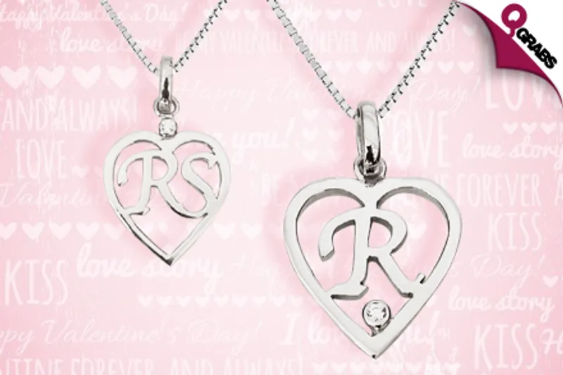 From QR180 Dazzle with a Heart-Shaped, Personalized Sterling Silver Initial Pendant with a Diamond! (Up to QR700 Value)